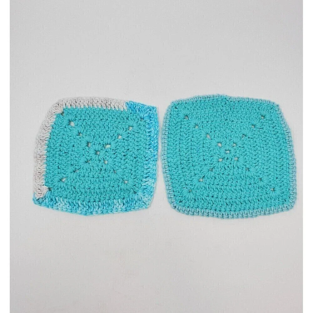 VINTAGE HANDMADE CROCHET POT HOLDER LOT OF 7 PINK GREEN BLUE 1970S 1980S